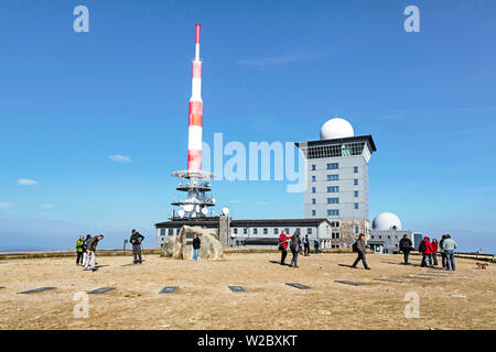 Wetterstation auf dem Mt. Im Harz, Sachsen-Anhalt, Deutschland Brocken Stockfoto