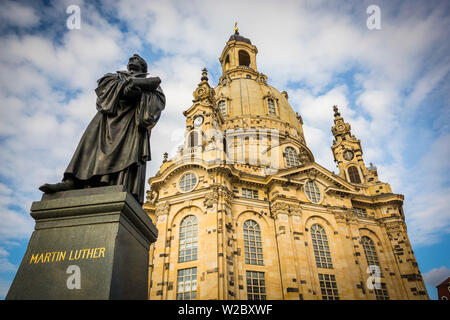 Frauenkirche Neumarkt, Dresden, Sachsen, Deutschland Stockfoto