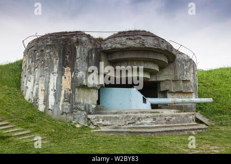 Dänemark, Jütland, Frederikshavn, Bangsbo Fort, WW2-Ära ehemalige deutsche Artillerie Kanone und bunker Stockfoto