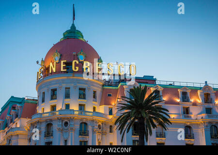 Le Negresco Hotel, Promenade des Anglais, Nice, Alpes-Maritimes, Provence-Alpes-Cote d'Azur, Französische Riviera, Frankreich Stockfoto