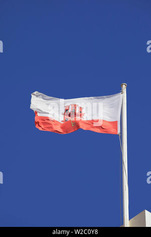 Nationalflagge, Gibraltar, Provinz Cadiz Stockfoto