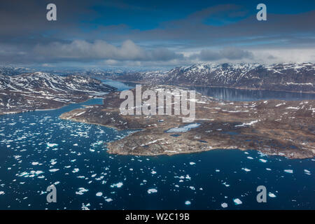 Grönland, Qaqortoq, Luftaufnahme des schwimmendes Eis Stockfoto