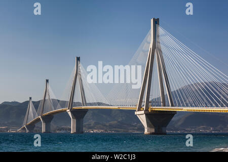 Griechenland, Peloponnes Region, Golf von Korinth, Patras-Bereich Rio Antirio Brücke Stockfoto