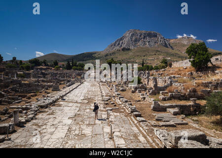 Detail der antike Korinth, Corinth, Region Peloponnes, Griechenland Stockfoto