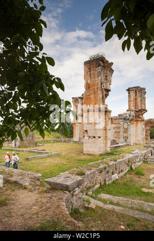 Griechenland, OstMazedonien und Thrace Region, Philippi, Ruinen der antiken Stadt gegründet 360 v. Chr. Basilika B Stockfoto