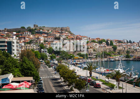 Griechenland, Ostmakedonien und Thrakien, Kavala, erhöhten Blick auf Altstadt und Festung Kastro Stockfoto