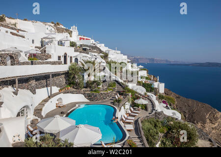 Das luxuriöse 5-Sterne-Hotel Perivolas hotel, Oia, Santorini (Thira), Kykladen, Griechenland Stockfoto