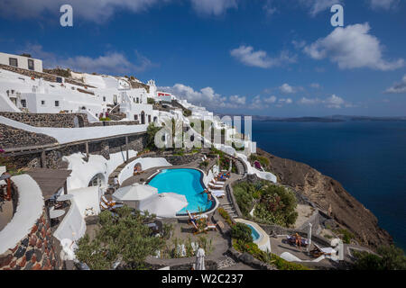 Das luxuriöse 5-Sterne-Hotel Perivolas hotel, Oia, Santorini (Thira), Kykladen, Griechenland Stockfoto