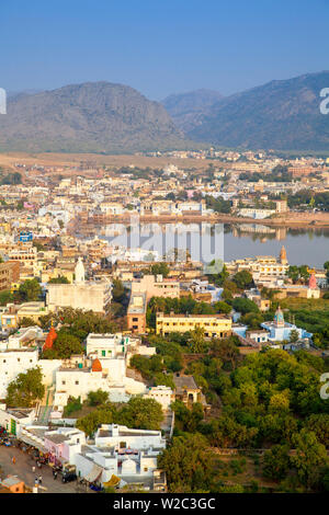 Indien, Rajasthan, Pushkar, Luftaufnahme von Pushkar Stockfoto