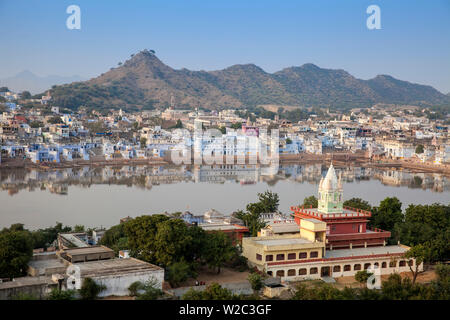 Indien, Rajasthan, Pushkar, Luftaufnahme von Pushkar Stockfoto