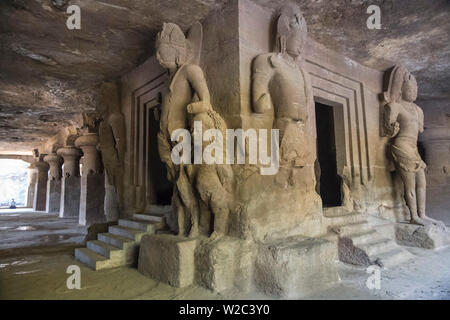 India, Maharashtra, Mumbai, Insel Elephanta Cave Tempel, ein UNESCO-Weltkulturerbe Stockfoto