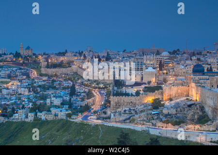 Israel, Jerusalem, Blick auf die Altstadt, das jüdische Viertel mit der Al-Aqsa Moschee Blick nach rechts Stockfoto