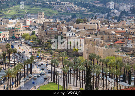 Israel, Jerusalem, Blick auf die Altstadt Ciy suchen nach Damaskus Tor Stockfoto