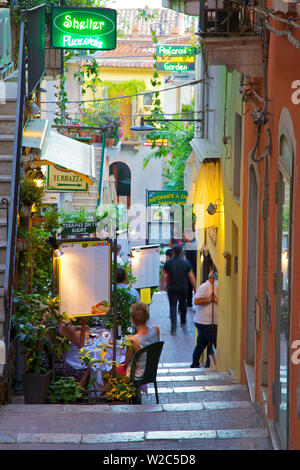 Restaurant, Taormina, Sizilien, Italien Stockfoto