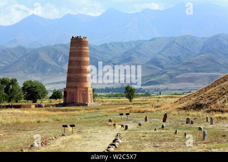 Burana Turm Minarett (9. Jahrhundert), Chuy Oblast, Kirgisistan Stockfoto