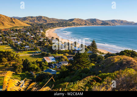 Erhöhte Blick über Wainui Beach, Gisborne, East Cape, North Island, Neuseeland Stockfoto