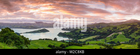 Erhöhte Blick über Banken Peninsular, Canterbury, Südinsel, Neuseeland Stockfoto