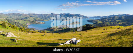 Erhöhte Blick über Banken Peninsular, Canterbury, Südinsel, Neuseeland Stockfoto