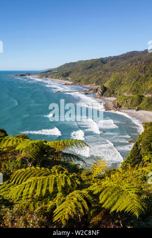 Dramatischen Küstenlandschaft, Punakaiki, West Coast, South Island, Neuseeland Stockfoto