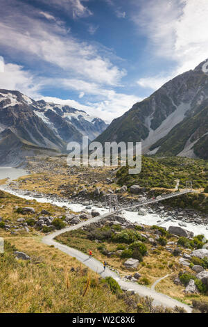 Neuseeland, Südinsel, Canterbury, Aoraki Mt. Cook Nationalpark, Hooker Valley Wandern Stockfoto