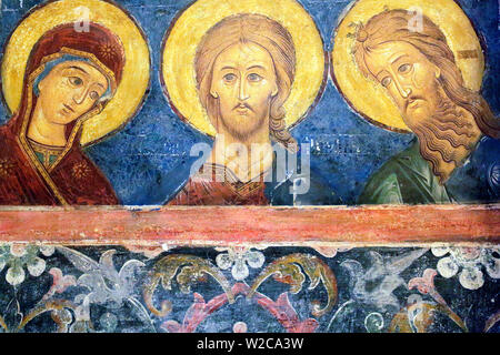 Fresko im Inneren der Kathedrale der Geburt der Heiligen Jungfrau, Susdal, Vladimir Region, Russland Stockfoto
