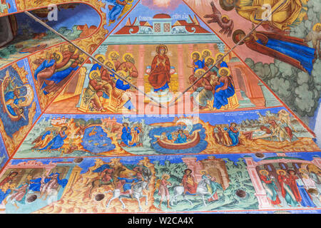 Wandmalerei in der Kirche, Kloster der Geburt der Heiligen Jungfrau, Rostow, Jaroslawl, Russland Stockfoto