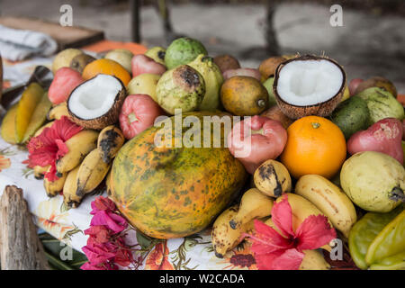 Lokale Früchte, Anse Source D'Argent, La Digue, Seychellen Stockfoto