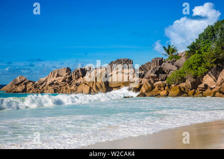 Petite Anse, La Digue, Seychellen Stockfoto