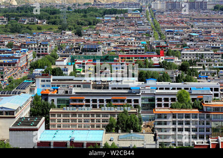 Blick auf Stadt Lhasa Potala Palast, Lhasa, Tibet, China Stockfoto