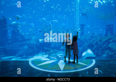 UAE, Dubai, Palm Jumeirah, Atlantis, The Palm, Hotel, Innenraum aquarium Stockfoto