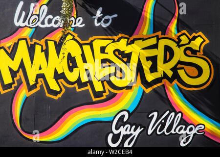 Vereinigtes Königreich, England, Greater Manchester, Manchester, Canal Street, Wandbild an der Wall von Manchester Gay Village Stockfoto