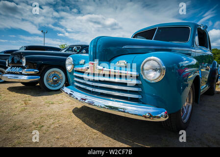 USA, Massachusetts, Cape Ann, Gloucester, Antique Car Show, 1940er-Jahre-Ära Ford detail Stockfoto