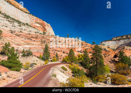 USA, Utah, Zion National Park, Highway 9, der Zion Park Boulevard Stockfoto