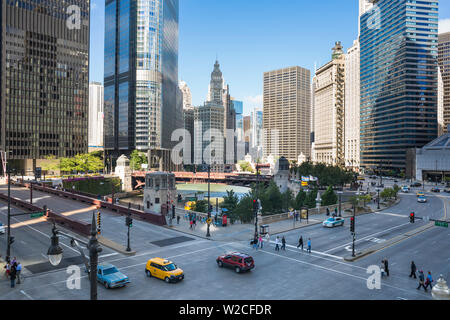 USA, Illinois, Chicago, Downtown West Wacker Drive Stockfoto