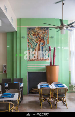 Usa, Miami, Miami Beach, South Beach, Ocean Drive, Interieur des Colony Hotel Stockfoto