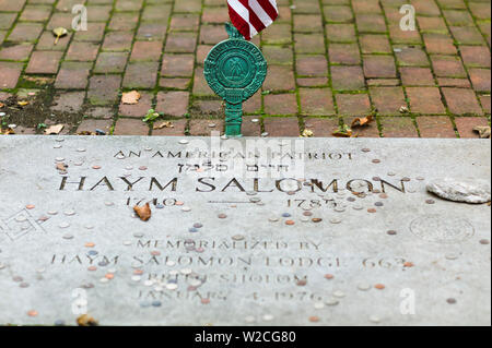 USA, Pennsylvania, Philadelphia, Mikwe Israel jüdische Friedhof, Termine zurück zur amerikanischen Revolution, Grab von Haym Salomon Stockfoto