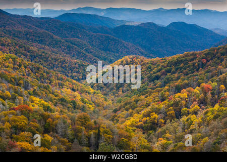 USA, North Carolina, Great Smoky Mountains National Park, Herbst Panorama von Newfound Gap Stockfoto