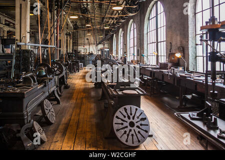 USA, New Jersey, West Orange, Thomas Edison National Historical Park, Interieur, Fabrikhalle Stockfoto