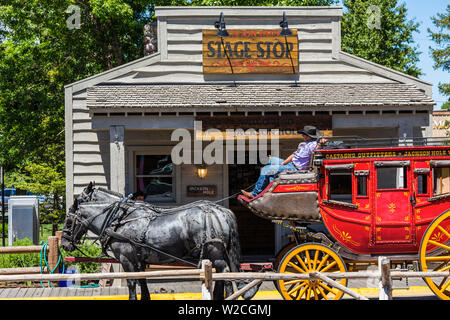 Coach & Horses vor Stage Stop, Jackson Hole, Wyoming, USA Stockfoto