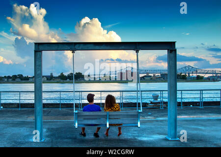 Louisiana, New Orleans, Crescent Park, Bywater Nachbarschaft, Mississippi, Ansicht von Algiers Point Stockfoto