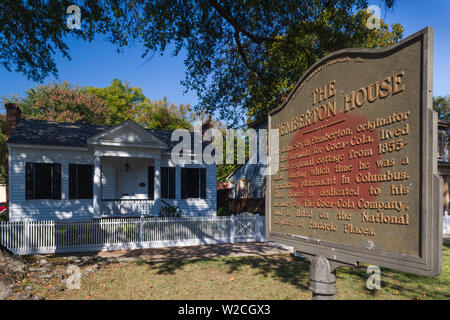 USA, Georgia, Columbus, The Pemberton House, ehemalige Heimat von Dr. John Styth Pemberton, Erfinder der Formel für Coca Cola Stockfoto