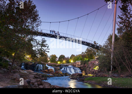 USA, Greenville, South Carolina, Falls Park am Reedy River, Freiheitsbrücke, Miqel Rosales, Architekt Stockfoto