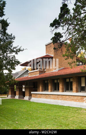 Frank Lloyd Wright-Allen Lambe House Museum, Wichita, Kansas, USA Prärie-Stil-Haus, entworfen von Frank Lloyd Wright, 1915 Stockfoto