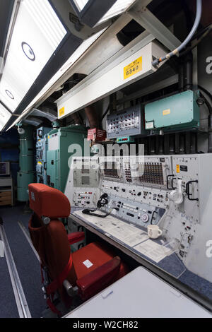 USA, North Dakota, Cooperstown, Ronald Reagan Minuteman Rakete State Historic Site, ICBM Missile Launch Centre, Standort Oscar-Zero, u-Konsole der Raketenstart Bunker Stockfoto