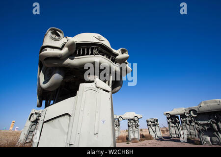 USA, Nebraska, Allianz, Carhenge, Outdoor-Skulptur in Anlehnung an Stonehenge in England aber aus alten Autos Stockfoto