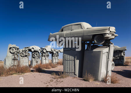 USA, Nebraska, Allianz, Carhenge, Outdoor-Skulptur in Anlehnung an Stonehenge in England aber aus alten Autos Stockfoto