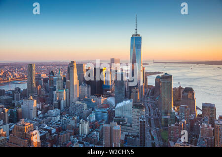 Das One World Trade Center und Lower Manhattan, New York City, New York, USA Stockfoto