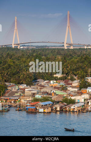 Vietnam, Mekong-Delta, Can Tho, können Tho Brücke, erhöhte Ansicht, Sonnenuntergang Stockfoto