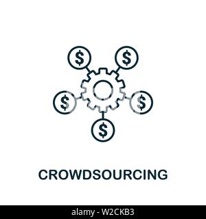 Symbol für den Umriss des Crowdsourcing. Thin Line Concept Element aus der Sammlung von Content Icons. Creative Crowdsourcing-Symbol für mobile Apps und die Nutzung im Internet Stock Vektor