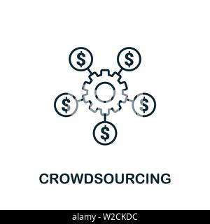 Symbol für den Umriss des Crowdsourcing. Thin Line Concept Element aus der Sammlung von Content Icons. Creative Crowdsourcing-Symbol für mobile Apps und die Nutzung im Internet Stock Vektor